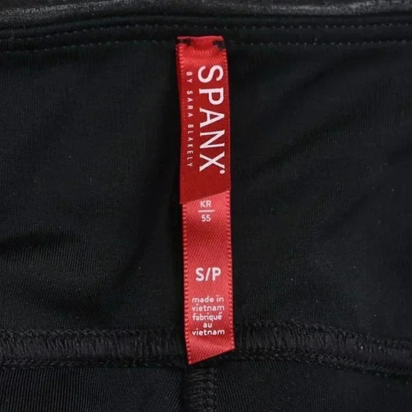 Spanx Faux Leather Moto Leggings Black Shaping Waistband Size Small - Picture 10 of 14